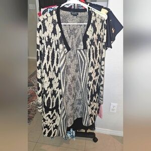 Lucky Brand Open Pocket Tunic Casual Comfort Boho Outdoor Cardigan Sweater sz M